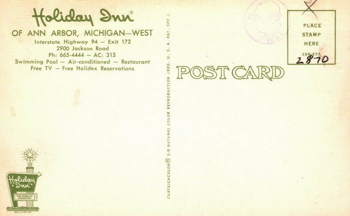 Holiday Inn - Ann Arbor - Old Post Card